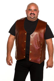 ACID “LINK” Leather Vest – NATURAL BROWN