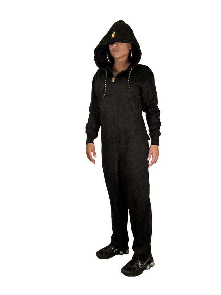 ROR - BEARHUG WOMEN'S HOODIE JUMPSUIT - POLY/FLEECE - BLACK