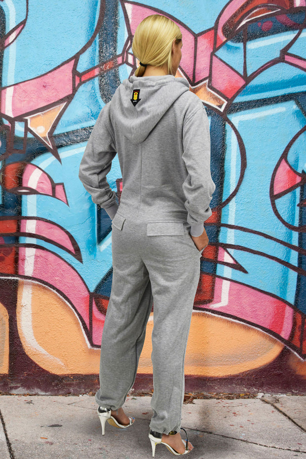 ROR WOMENS BEARHUG HOODIE JUMPSUIT - GREY HEATHER
