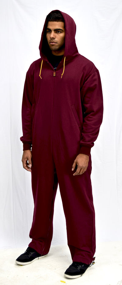 ROR Mens BEARHUG Hoodie Jumpsuit - BURGUNDY