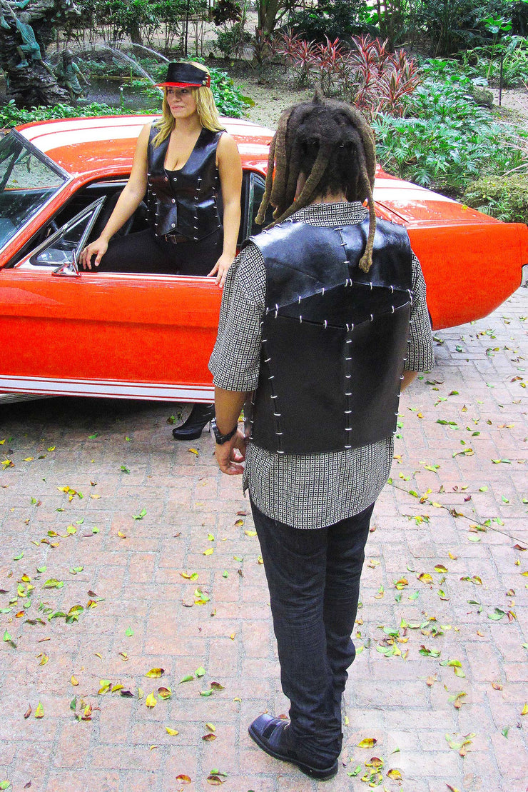 ACID - LINK LEATHER VEST - BLACK