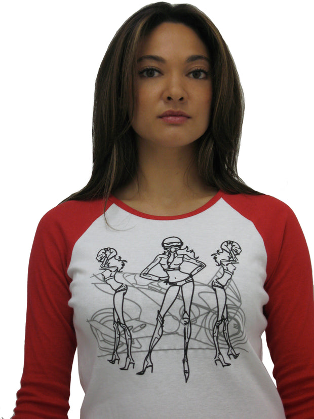 LUNA ALKALI - BIKE CHICS T-SHIRT - WHITE/RED