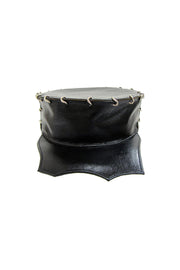 ACID-GLASCOW- 3” LEATHER BLACK HAT- SCALLOP BRIM