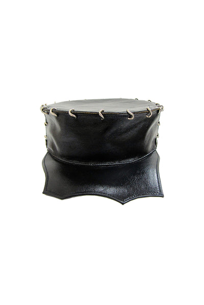ACID-GLASCOW- 3” LEATHER BLACK HAT- SCALLOP BRIM