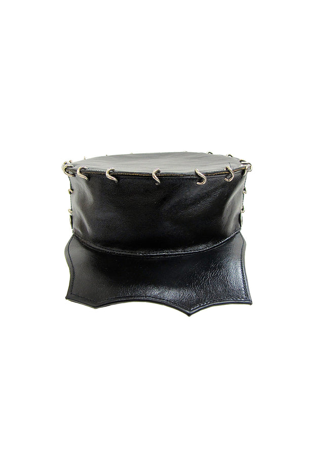 ACID-GLASCOW- 3” LEATHER BLACK HAT- SCALLOP BRIM