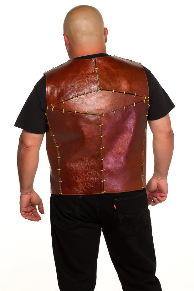 ACID “LINK” Leather Vest – NATURAL BROWN