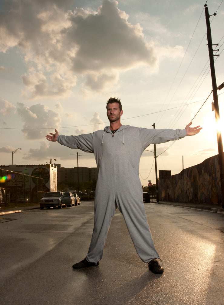 ROR MENS BEARHUG HOODIE JUMPSUIT - GREY HEATHER