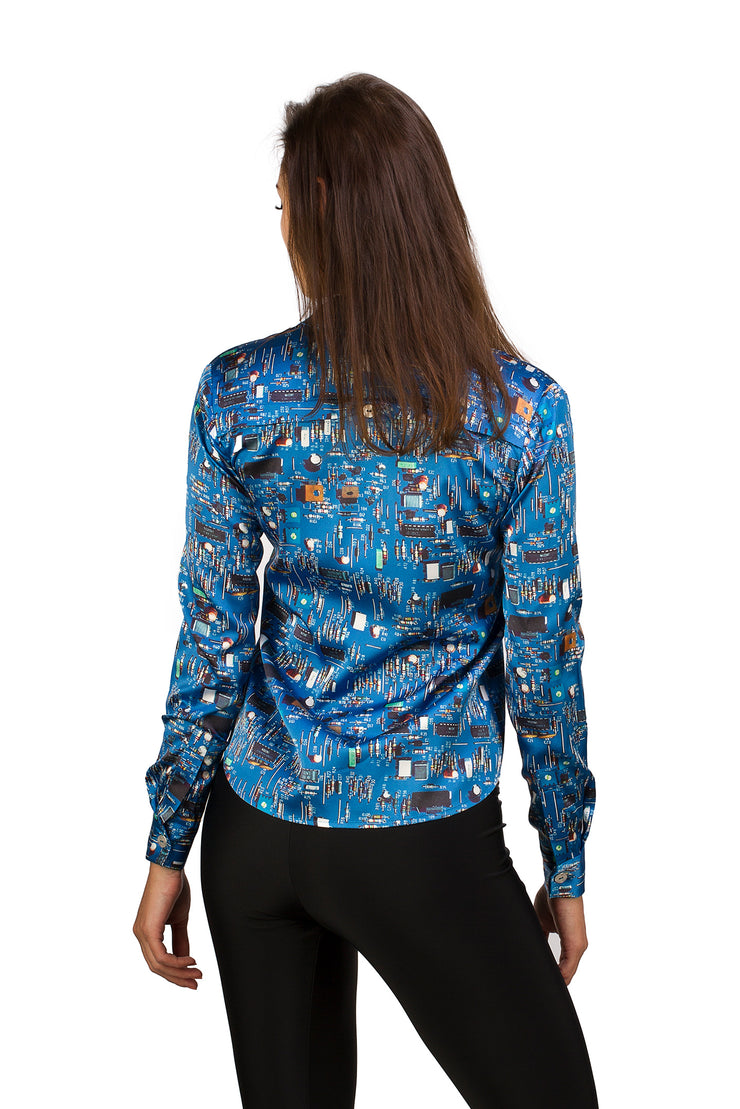 DIONE BLOUSE - BLUE CIRCUITBOARD