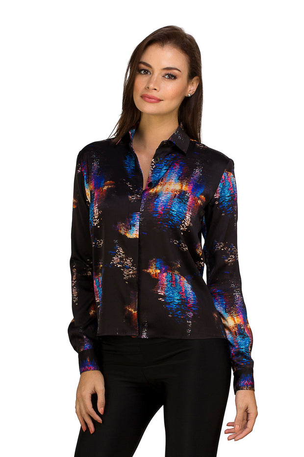 DIONE BLOUSE - SILK CHARMEUSE - REFLECTIONS