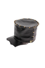 ACID - BRIXTON - 5” BLACK LEATHER HAT W/GOLD LINKS - SCALLOPED  BRIM