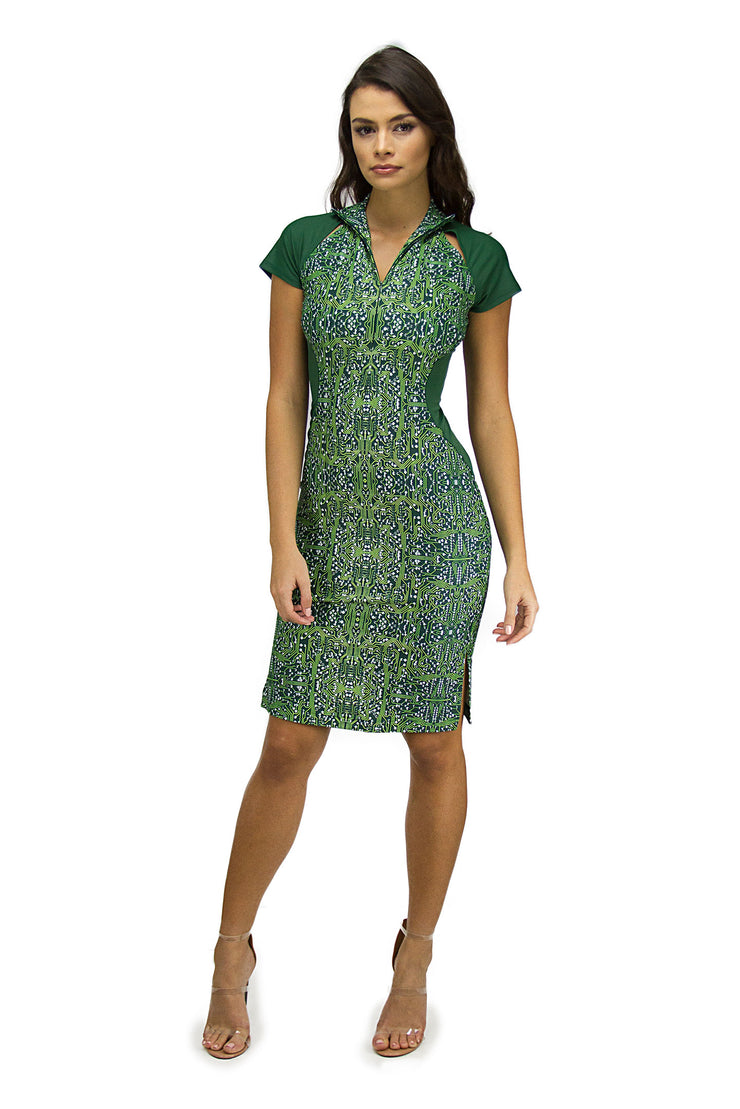 APOLLO DRESS - GREEN CIRCUITBOARD ACID NYC APOLLO DRESS - GREEN CIRCUITBOARD ACID NYC
