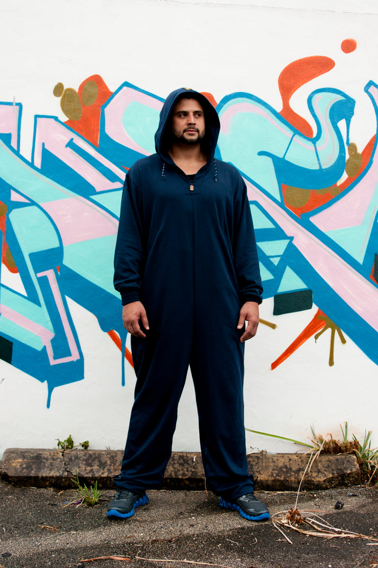 ROR Mens BEARHUG Hoodie Jumpsuit - INK BLUE