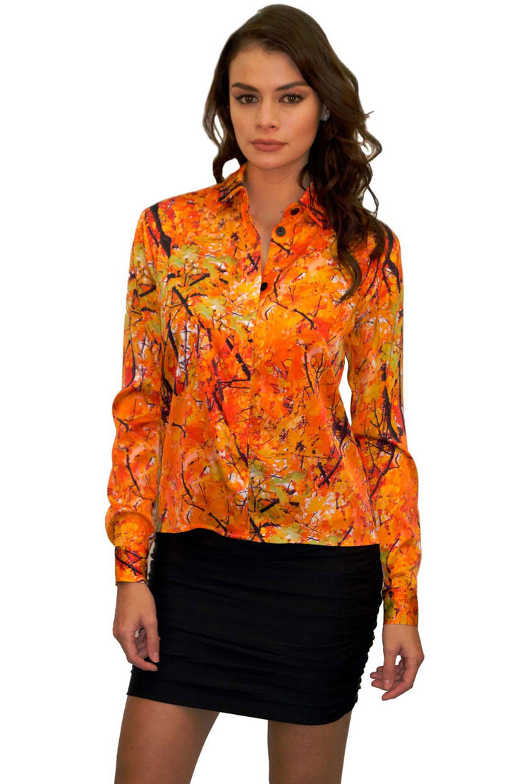 DIONE BLOUSE - SILK CHARMEUSE - FOLIAGE