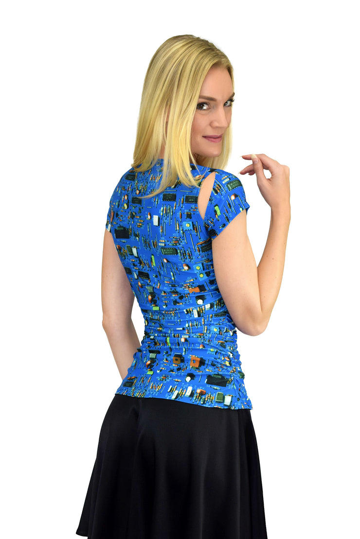 PORTIA TOP - BLUE CIRCUITBOARD