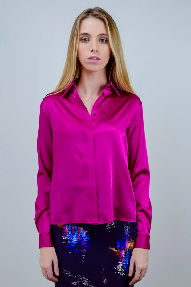 DIONE BLOUSE SOLID - FUCSHIA