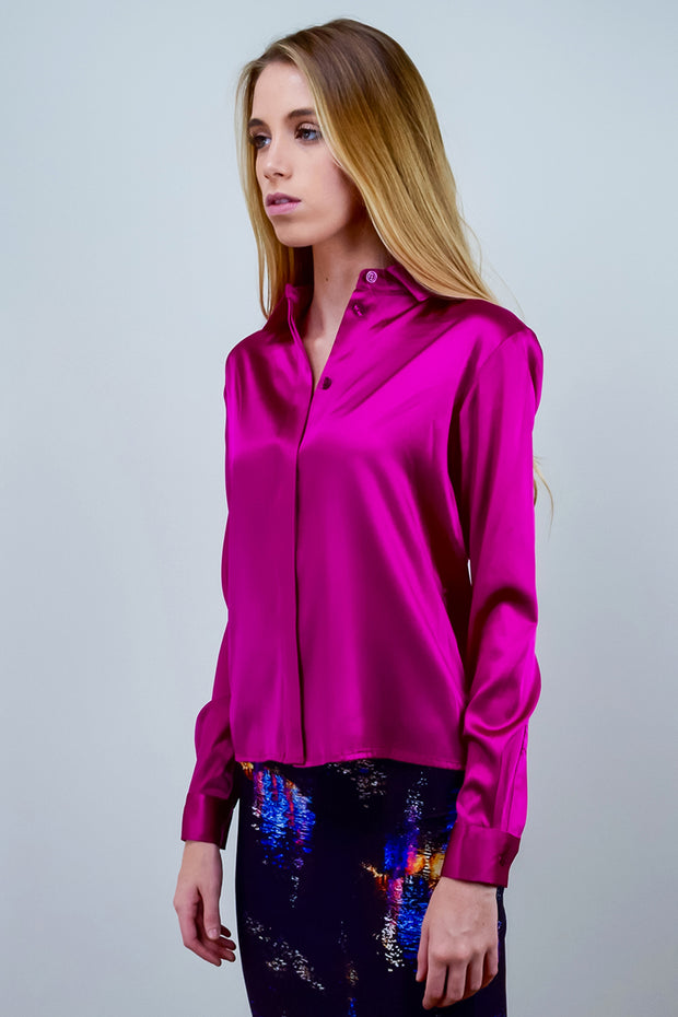 DIONE BLOUSE SOLID - FUCSHIA