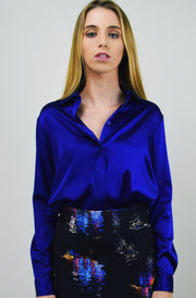 DIONE BLOUSE SOLID - ROYAL BLUE