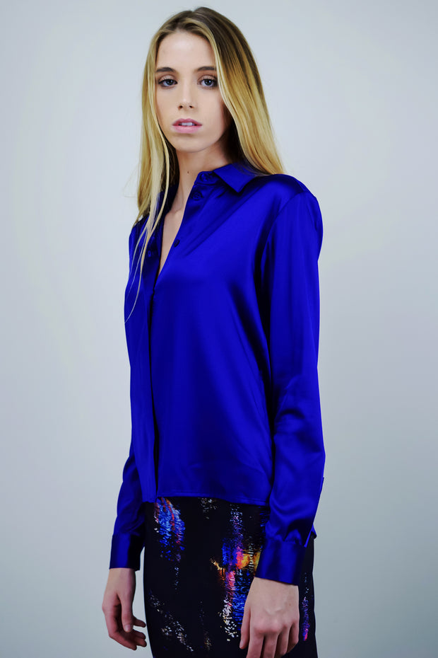 DIONE BLOUSE SOLID - ROYAL BLUE
