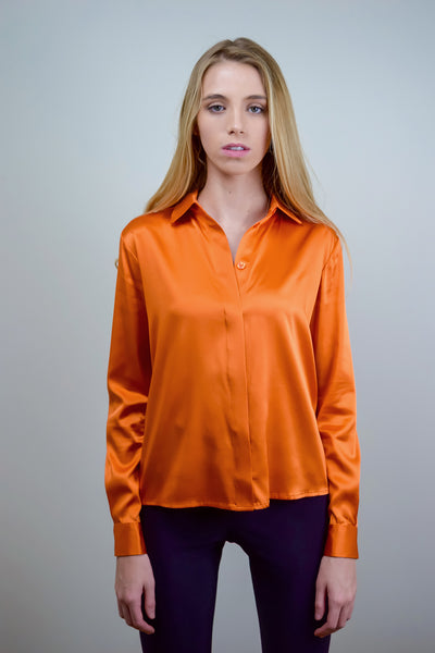 DIONE BLOUSE SOLID BURNT - ORANGE