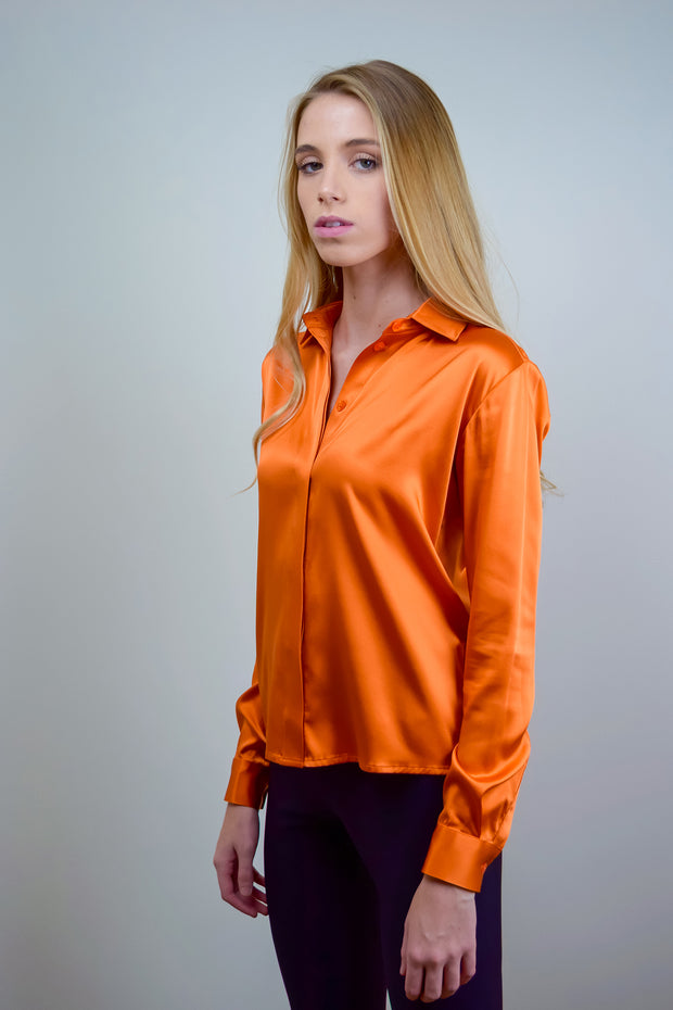 DIONE BLOUSE SOLID BURNT - ORANGE