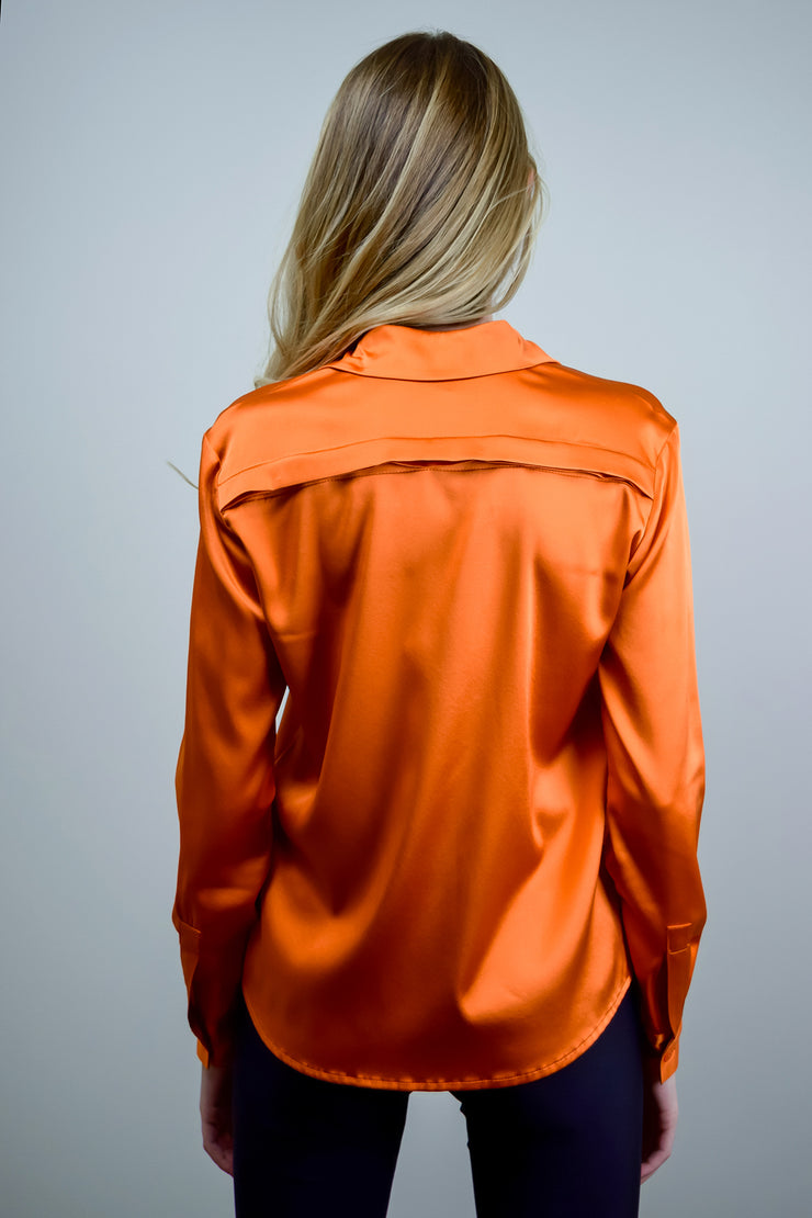 DIONE BLOUSE SOLID BURNT - ORANGE