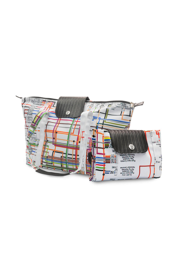 DESIGNER TOTE BAG WITH WIRE HARNESS PRINT BY LUNA ALKALI