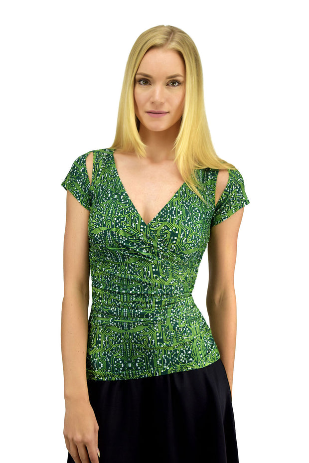 PORTIA TOP - GREEN CIRCUITBOARD
