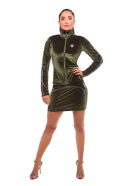 LUNA ALKALI - JETSETTER MINI SKIRT - VELOUR - OLIVE