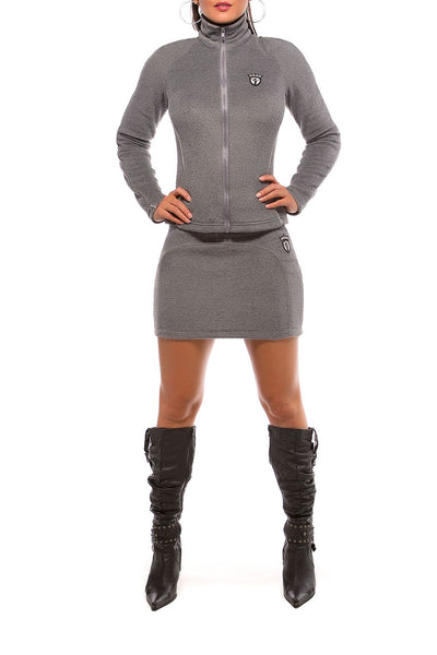 LUNA ALKALI - JETSETTER MINI SKIRT - FLEECE - GREY HEATHER
