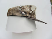 ACID - RANDALL - DISTRESSED LEATHER/FUR VISOR W/SILVER LINKS - SCALLOPED BRIM