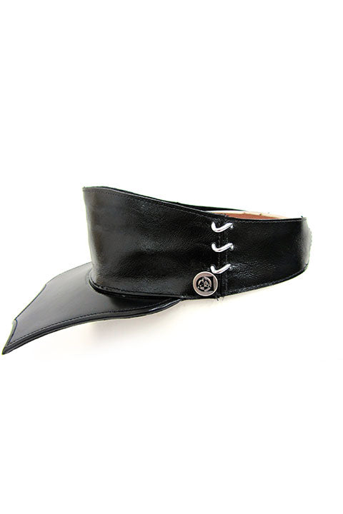 ACID- LEATHER VISOR – BLACK  (SCALLOP BRIM)