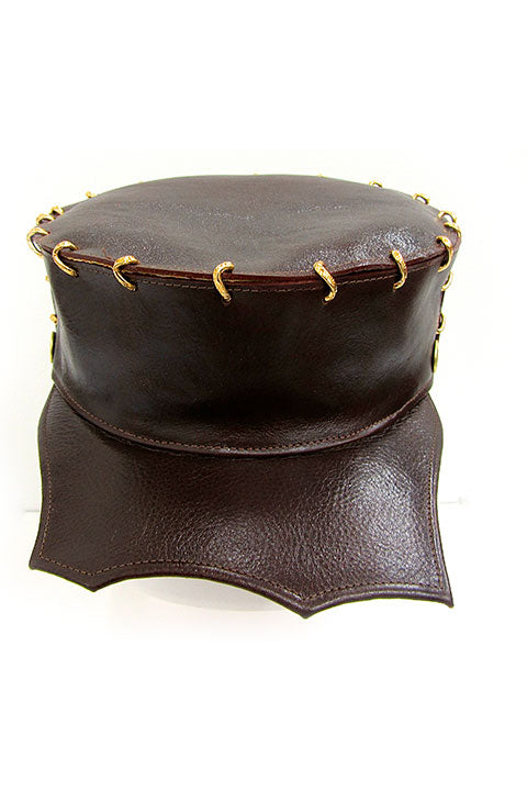 ACID- GLASGOW- 3 ”LEATHER HAT- DARK BROWN - SCALLOP BRIM