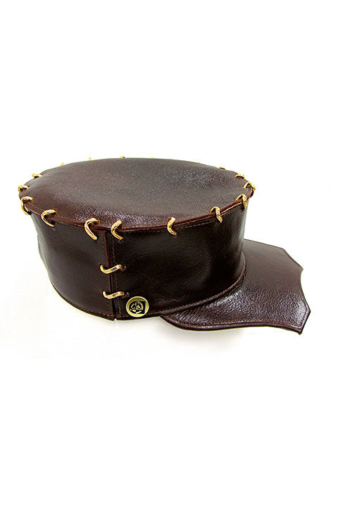 ACID- GLASGOW- 3 ”LEATHER HAT- DARK BROWN - SCALLOP BRIM