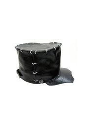 ACID- BRIXTON- 5” BLACK LEATHER HAT W/ SILVER LINKS - SCALLOP BRIM