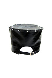 ACID- BRIXTON- 5” BLACK LEATHER HAT W/ SILVER LINKS - SCALLOP BRIM