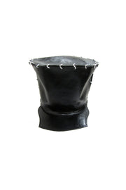 ACID- BROOKLYN- 7”LEATHER HAT- BLACK W/ SILVER LINKS - SMOOTH BRIM