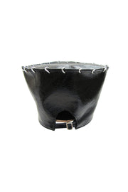 ACID- BROOKLYN- 7”LEATHER HAT- BLACK W/ SILVER LINKS - SMOOTH BRIM