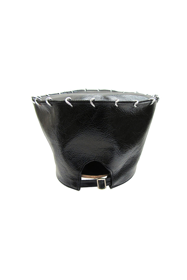 ACID- BROOKLYN- 7”LEATHER HAT- BLACK W/ SILVER LINKS - SMOOTH BRIM