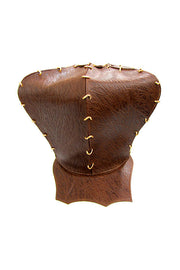TEXTURED LEATHER BROWN HAT- Scallop