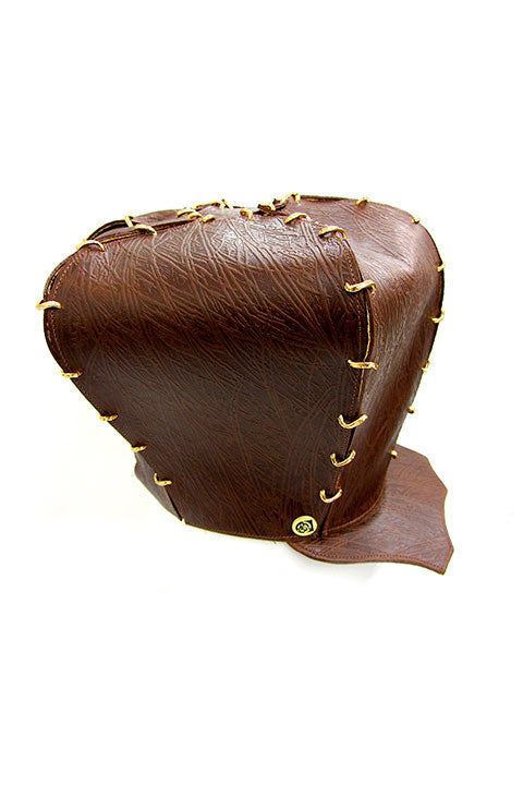 TEXTURED LEATHER BROWN HAT- Scallop