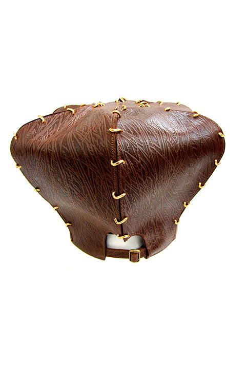 TEXTURED LEATHER BROWN HAT- Scallop