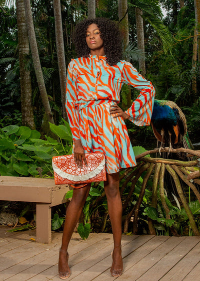 knee-length belted blouson dress