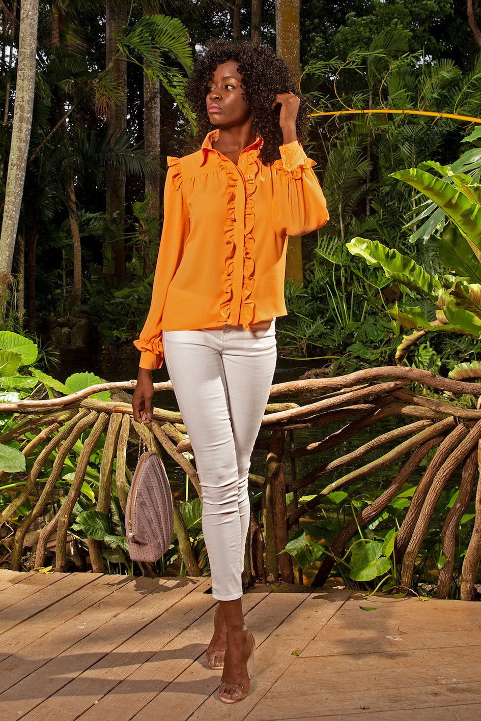 Sea Life Print Ruffle Button-Down 'Delphina' Blouse | ACID NYC