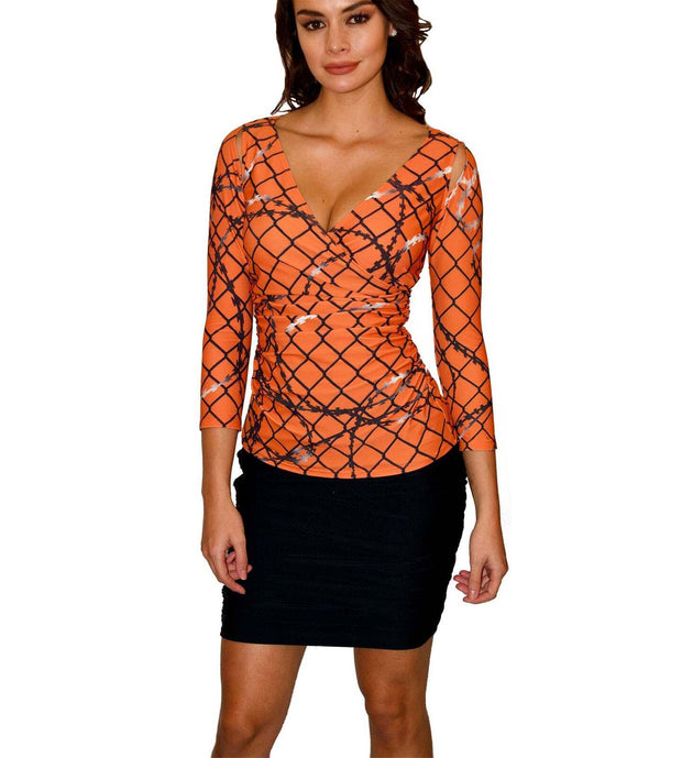 RHEA TOP - ORANGE BARBWIRE